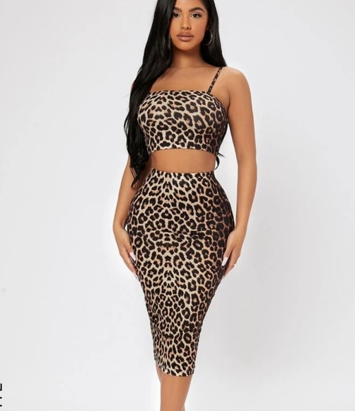Leopard Print Cami Top & Pencil Skirt - Picture 2 of 5